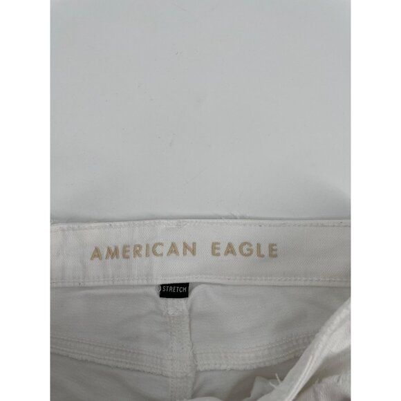 American Eagle Womens Size 2 Mom Straight Jeans Stretch Distressed White Casual - Picture 7 of 11